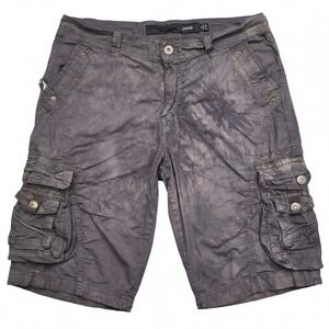 XRAY JEANS Men's Size 36 Grey Over-Dyed Tie-Dye Cotton Distressed Cargo Shorts